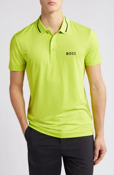 Hugo Boss Paddytech Polo In Bright Green