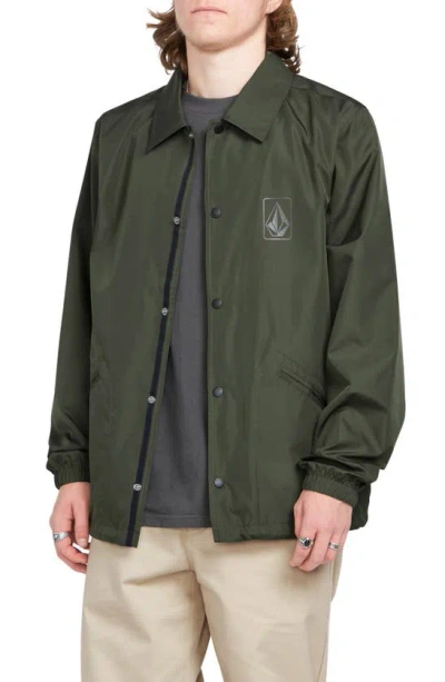 Volcom Skate Vitals Water Resistant Coach Jacket In Squadron Green