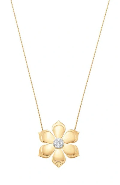 Sara Weinstock Lierre Diamond Flower Pendant Necklace In Yellow Gold