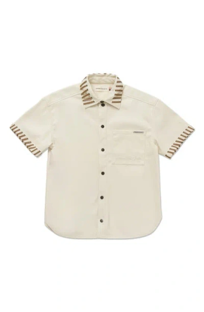 Honor The Gift Faux Leather Button-down Shirt In Tan, Women's At Urban Outfitters