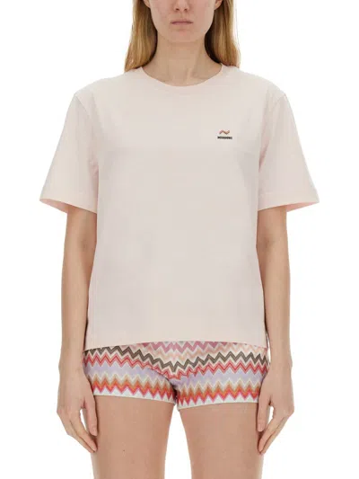 Missoni T-shirt With Logo In Pink