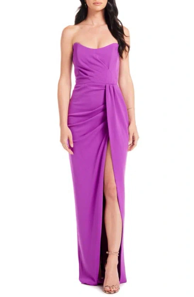 Katie May Pamela Strapless Gown In Electric Plum