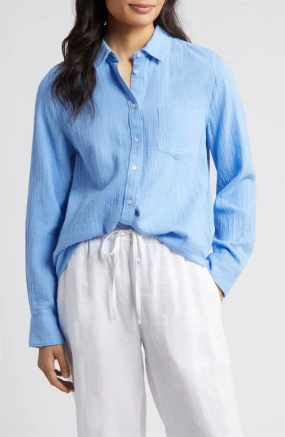 Caslon Casual Gauze Button-up Shirt In Blue Cornflower