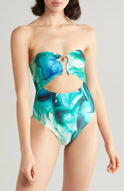 Villa Fresca Isla Cutout One-piece Swimsuit In Tropic Ink