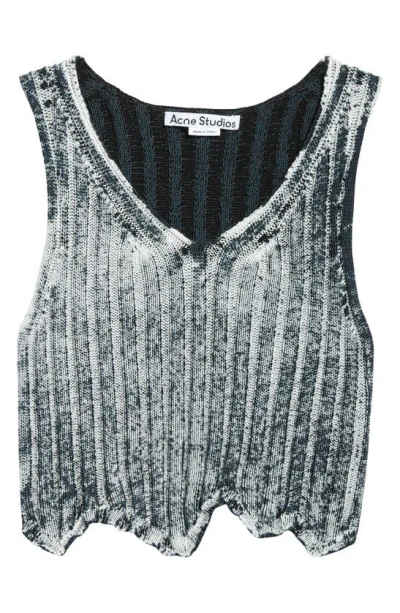 Acne Studios Sleeveless Knitted Top In White_black