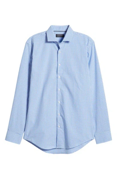 Nordstrom Tech-smart Trim Fit Check Performance Dress Shirt In White - Blue Facil Gingham