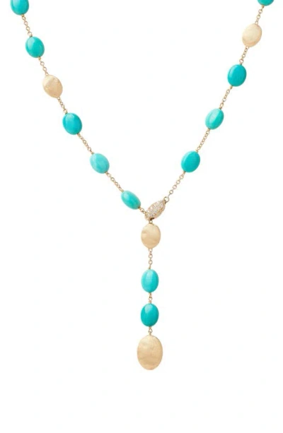 Marco Bicego Women's Siviglia 18k Yellow Gold, Turquoise & 0.10 Tcw Diamond Lariat Necklace In Blue/gold