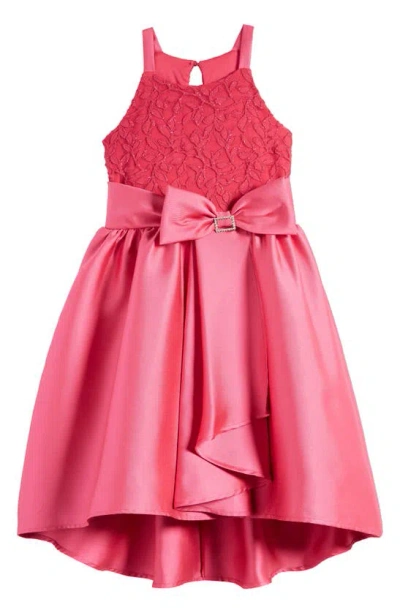 Love, Nickie Lew Kids' Metallic Embroidered Mikado Party Dress In Magenta