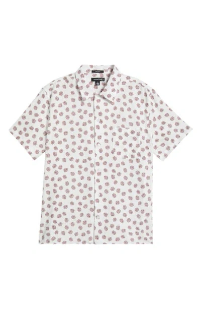 Treasure & Bond Floral Graphic Short Sleeve Cotton Button-up Shirt In White Dobby Floral