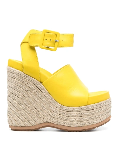 Paloma Barceló Clama Jute-wedge Sandals In Yellow