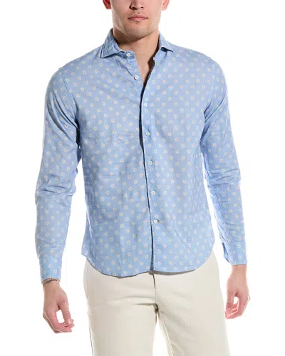 Robert Talbott Cooper Linen-blend Shirt In Blue