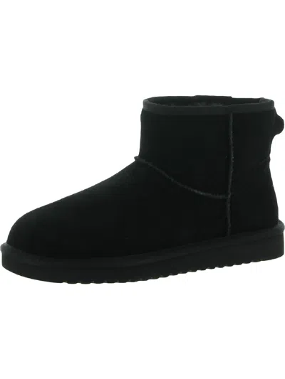 Koolaburra Koola Mini Ii Womens Suede Cold Weather Shearling Boots In Black