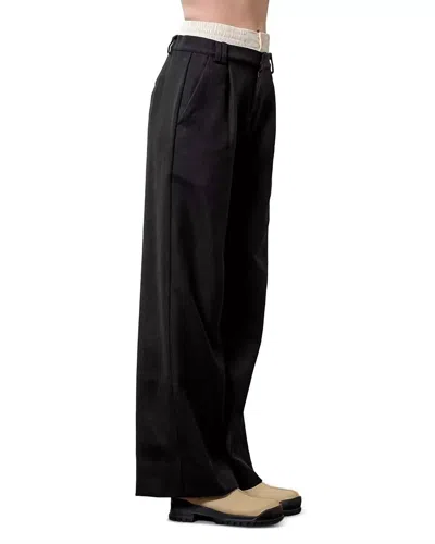 Moon River Layered Waistband Pants In Black