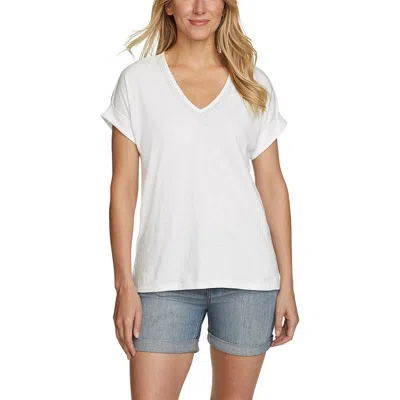 Eddie Bauer Women's Daisy Slub V-neck T-shirt In White