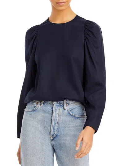 Rebecca Taylor Womens Crewneck Puff Sleeve Pullover Top In Blue
