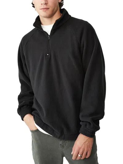 Cotton On Mens Fleece 1/4 Zip Sweatshirt In Black