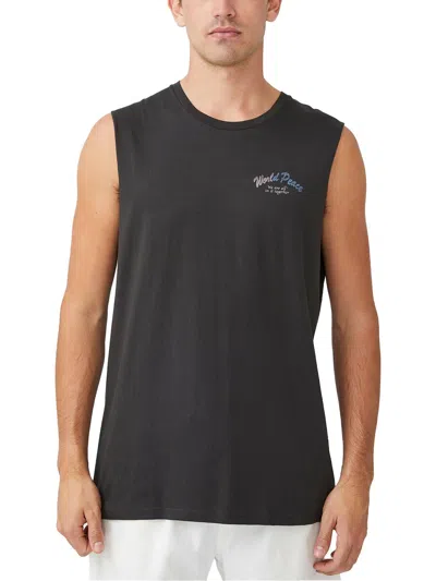 Cotton On Mens Cotton Muscle Tank Top In Black