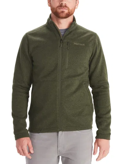 Marmot Mens Knit Logo Fleece Jacket In Green