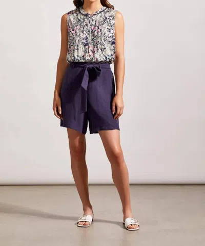 Tribal Printed Blouse With Pom Pom Trim In Very Peri In Multi