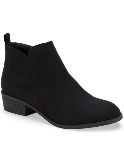 Sun + Stone Womens Faux Leather Zipper Ankle Boots In Black