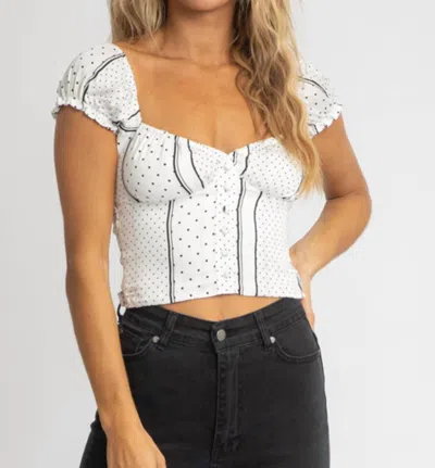 Olivaceous Polka Dot Button Up Crop In White