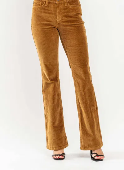 Judy Blue Mid Rise Overdyed Corduroy Bootcut In Camel In Brown