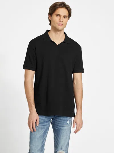 Guess Factory Miles Jacquard Polo Shirt In Black