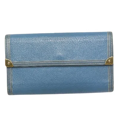 Pre-owned Louis Vuitton Suhari Leather Wallet () In Blue