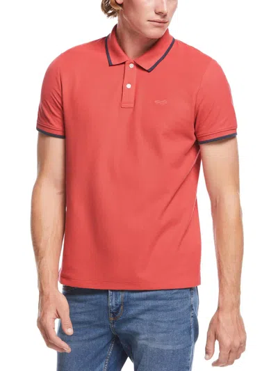 Perry Ellis Mens Knit 1/4-placket Polo In Red