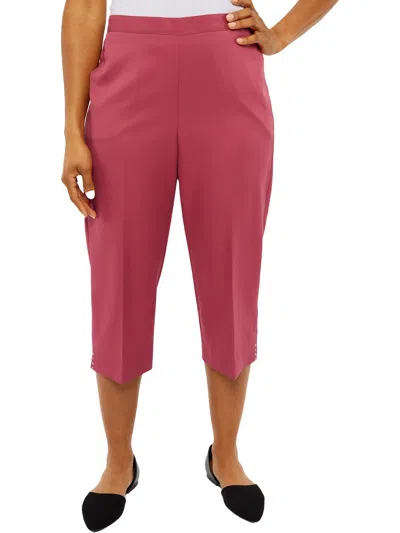 Alfred Dunner Petites Womens Classic Fit High Rise Capri Pants In Pink