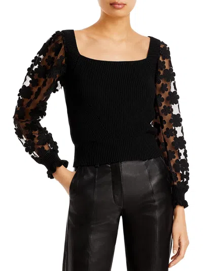 French Connection Juliet Mozart Lace Sleeve Jumper In Black