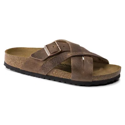 Birkenstock Lugano Woven Slide In Taupe In Brown