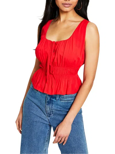 Lucy Paris Womens Crinkled Sweetheart Neck Cropped In Red