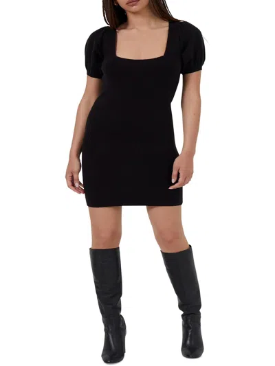 French Connection Jaida Womens Puff Sleeve Mini Sweaterdress In Black