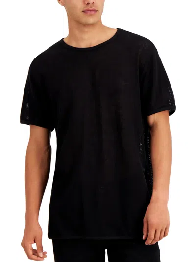 Inc Mens Open Knit Mesh T-shirt In Black