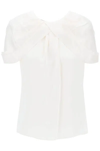Stella Mccartney Satin Blouse With Petal Sleeves In White