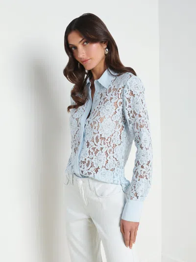 L Agence Maia Floral Lace Blouse In Ice Water