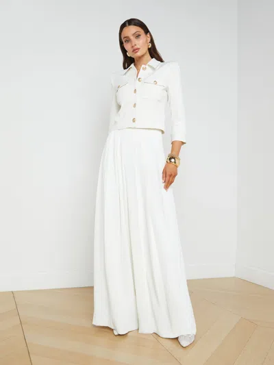 L Agence Nova Pleated Wide-leg Pant In Ivory