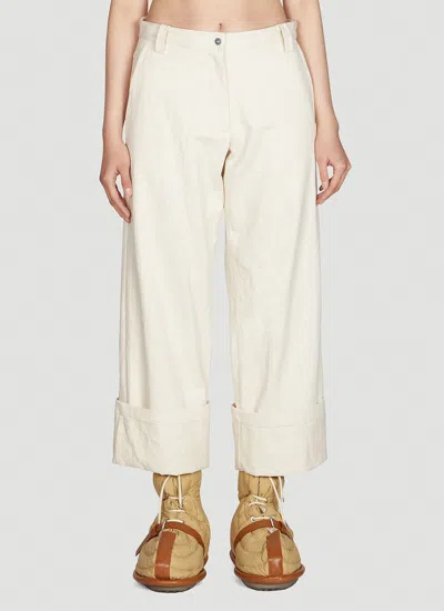 Moncler 2  1952 Turn Up Pants Female Cream In White