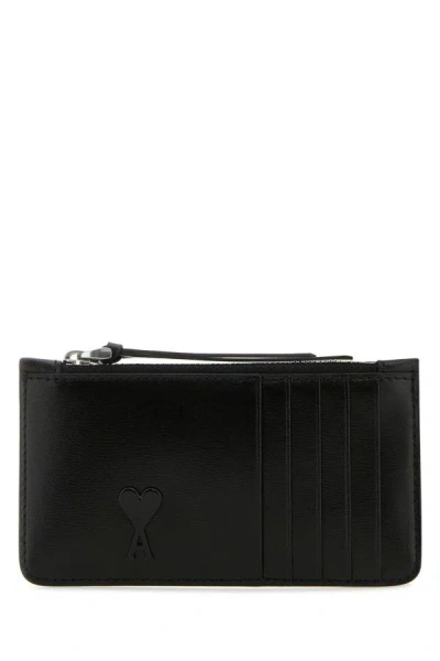 Ami Alexandre Mattiussi Ami Unisex Black Leather Card Holder