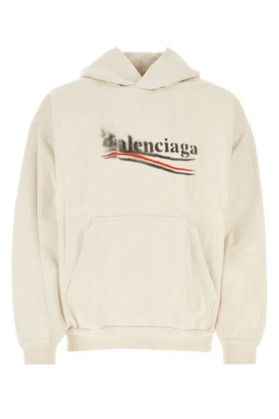 Balenciaga Man Ivory Cotton Sweatshirt In White