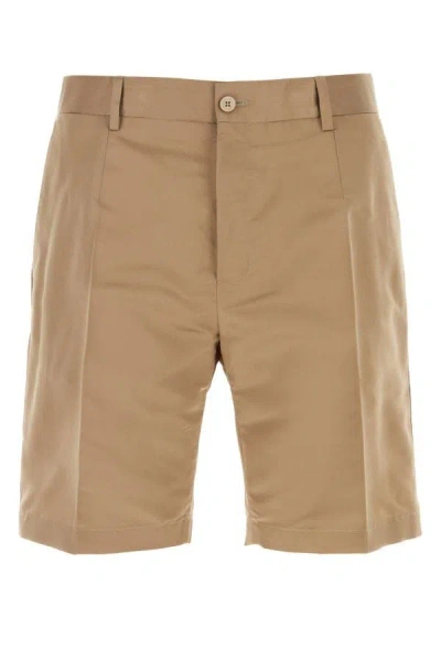 Dolce & Gabbana Man Cappuccino Duchesse Bermuda Shorts In Brown