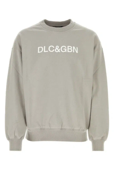 Dolce & Gabbana Man Light Grey Cotton Sweatshirt In Gray