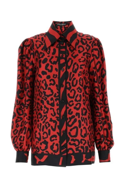 Dolce & Gabbana Woman Printed Twill Shirt In Multicolor