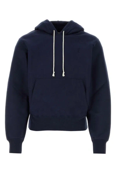 Saint Laurent Man Midnight Blu Cotton Sweatshirt In Blue