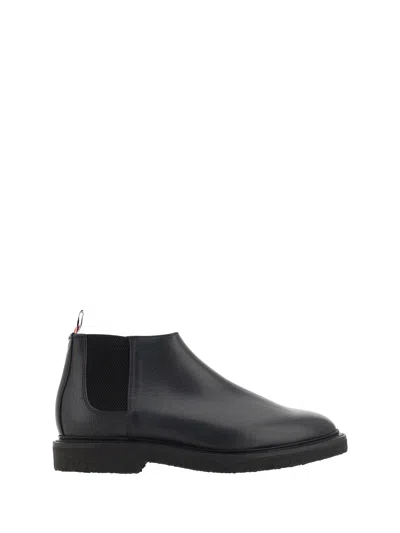 Thom Browne Mid Top Chelsea Ankle Boots In Black