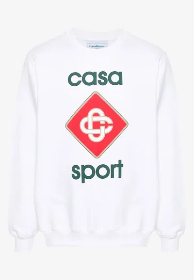 Casablanca Casa Sport Icon Screen Printed Sweatshirt In White