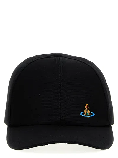Vivienne Westwood Logo Embroidery Cap Hats In Black