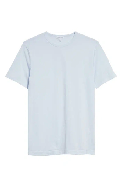 Sunspel Cotton Crewneck T-shirt In Light Blue