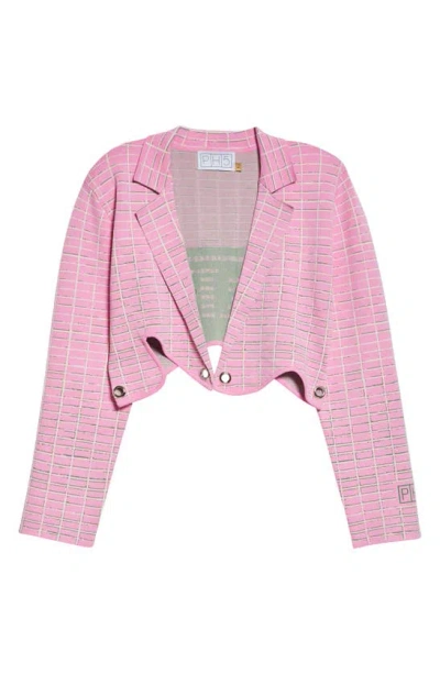 Ph5 Orchid Plaid Print Crop Jacket In Rosy Glow